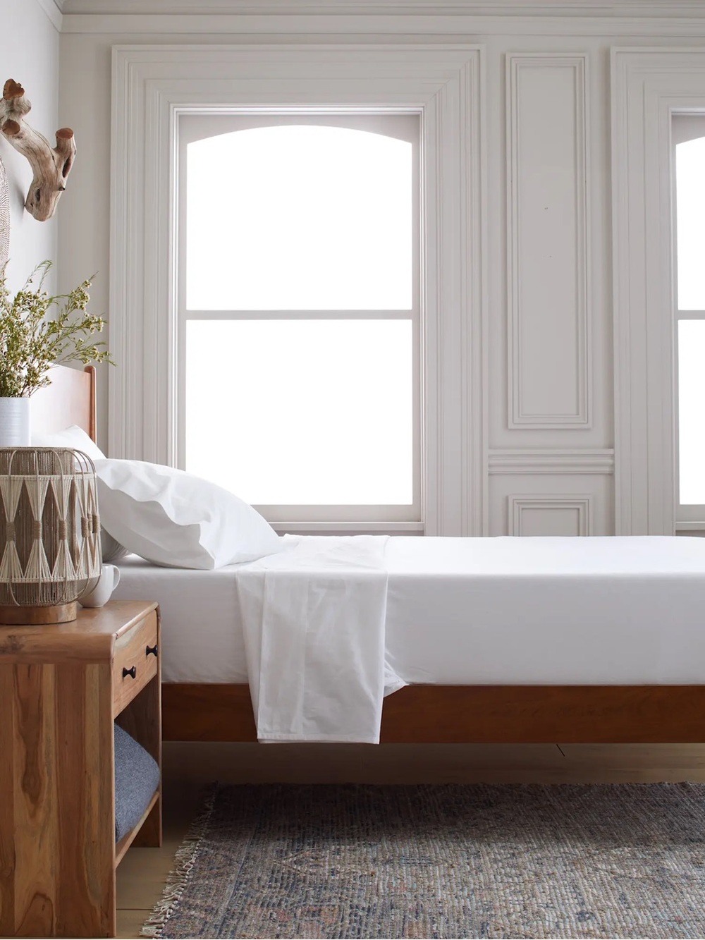 NWT QUINCE Organic Brushed Cotton Flat Sheet & Pillowcase White 8938
